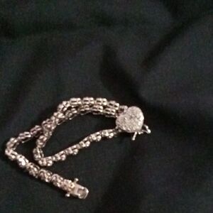 Sterling silver with diamond chips tennis bracelet